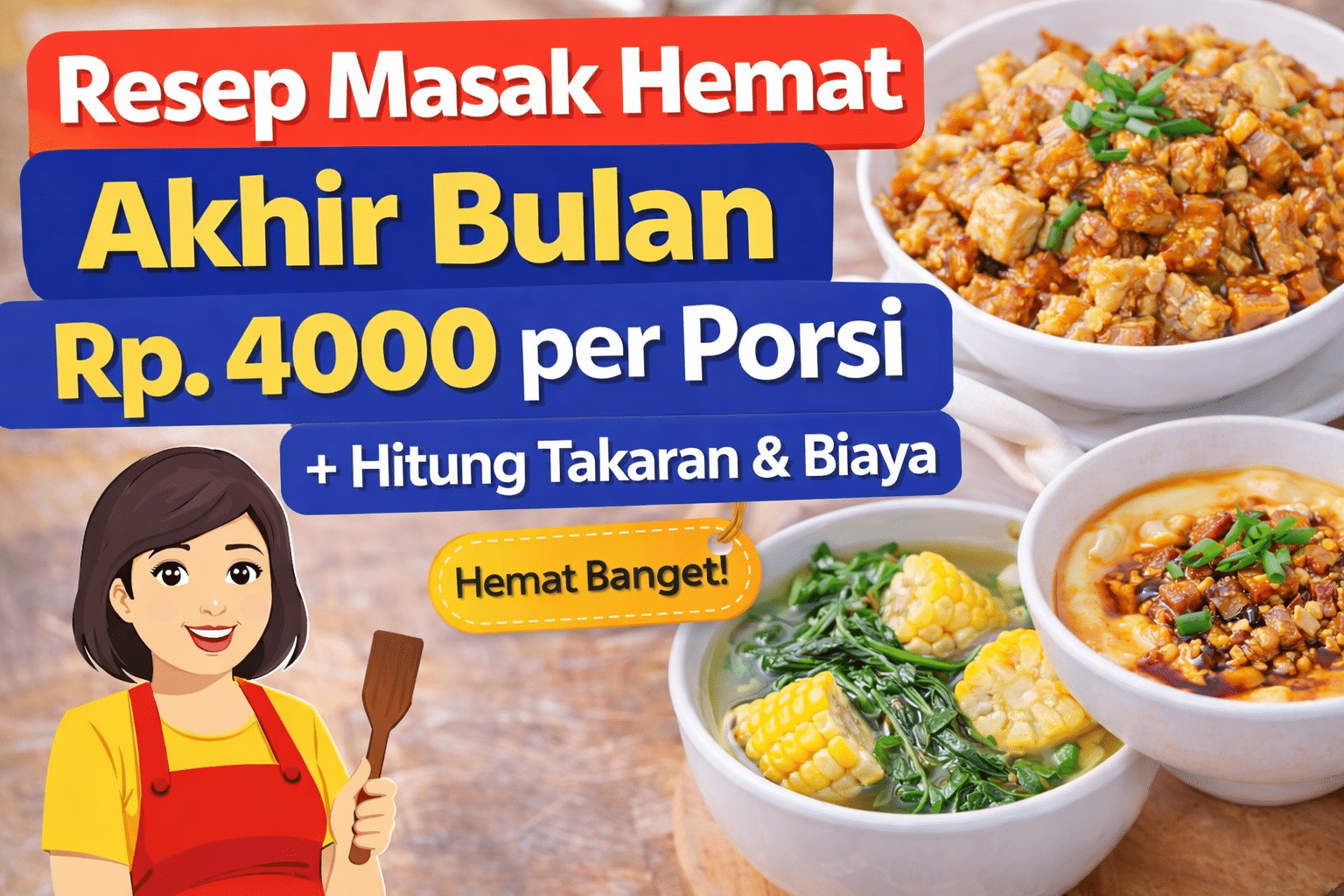 Resep masak hemat akhir bulan Rp4.000 per porsi. Menu rumahan sederhana lengkap hitung takaran dan biaya nyata, cocok untuk tanggal tua.