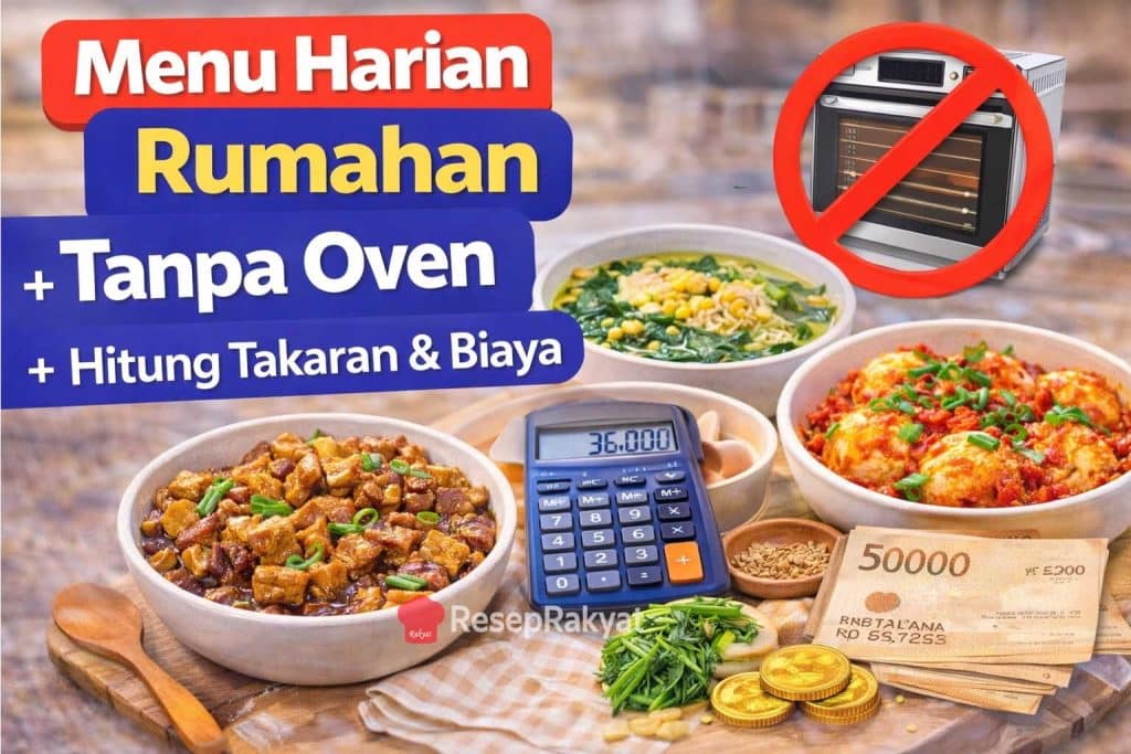 Menu harian rumahan tanpa oven dengan lauk sederhana dan sayur bening hemat biaya